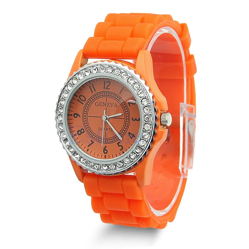 Madingas laikrodis  su oranžine silikonine apyranke