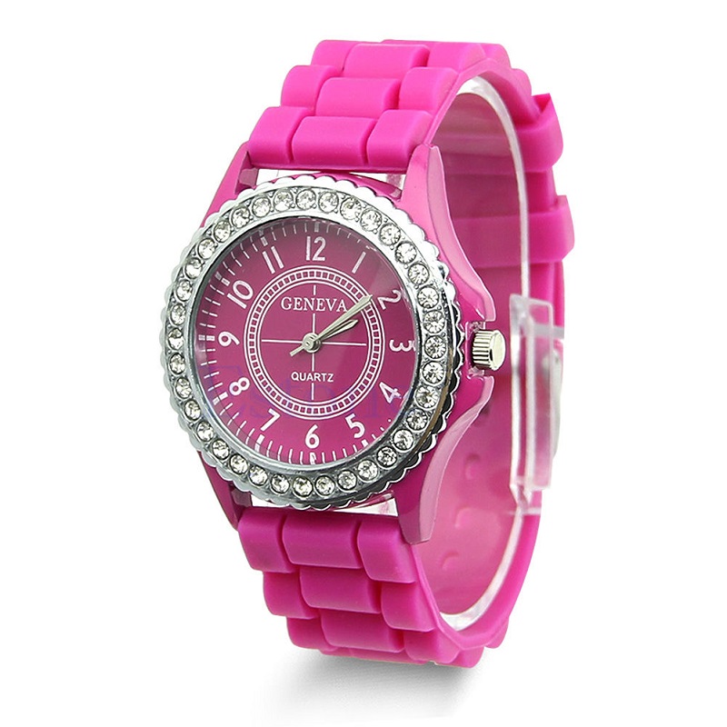 Madingas laikrodis  su rožine silikonine apyranke