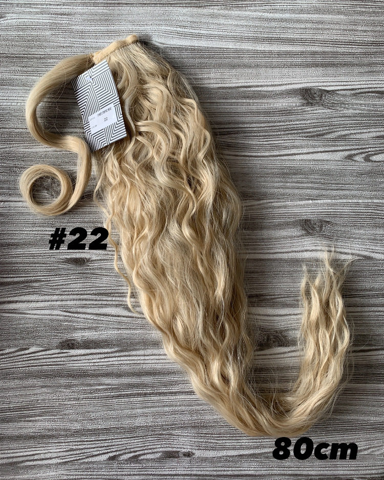#22 Banguotų plaukų uodega su apsukama juostele 80cm