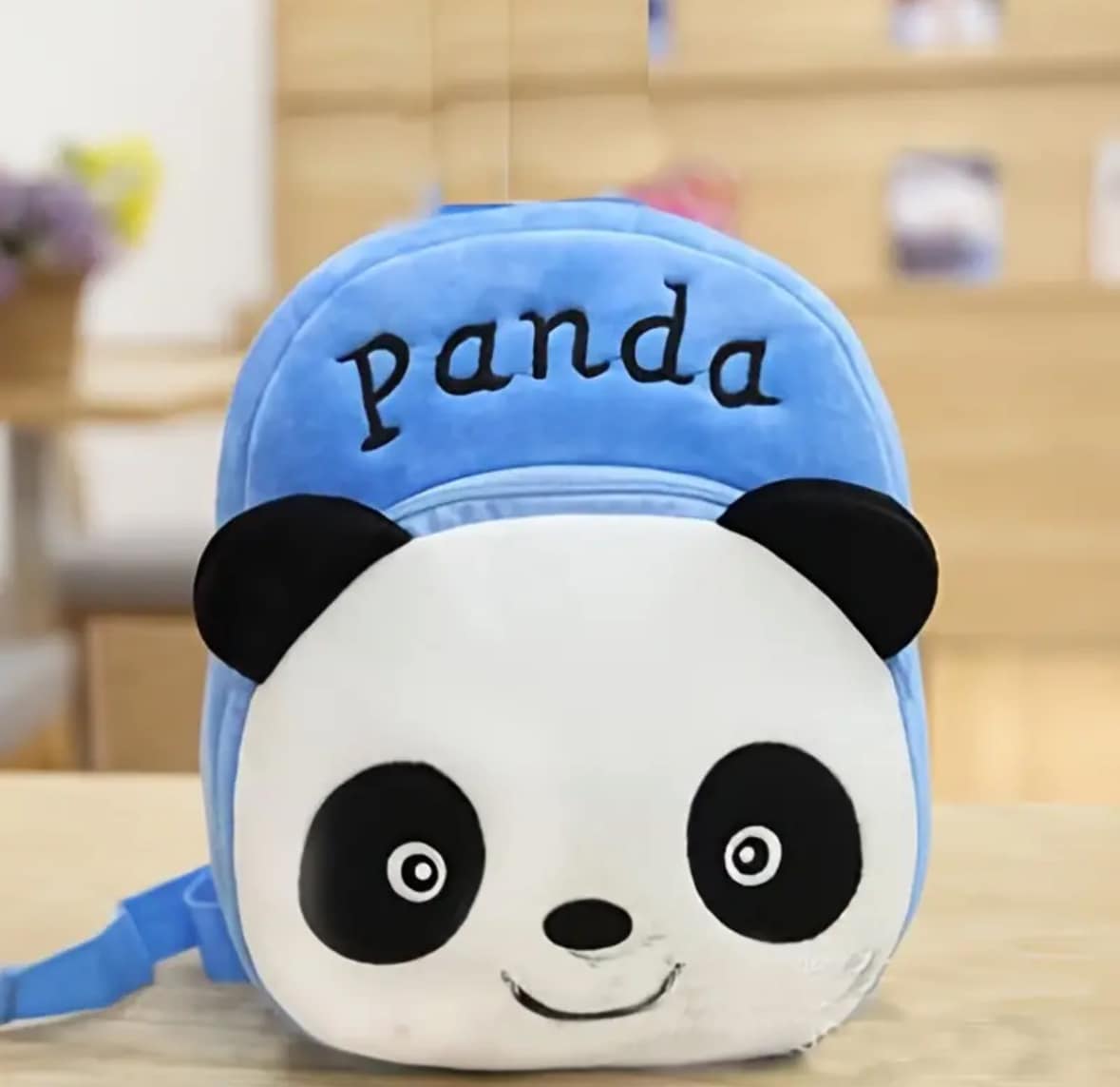 Vaikiška pliušinė kuprinė "Panda" mėlyna
