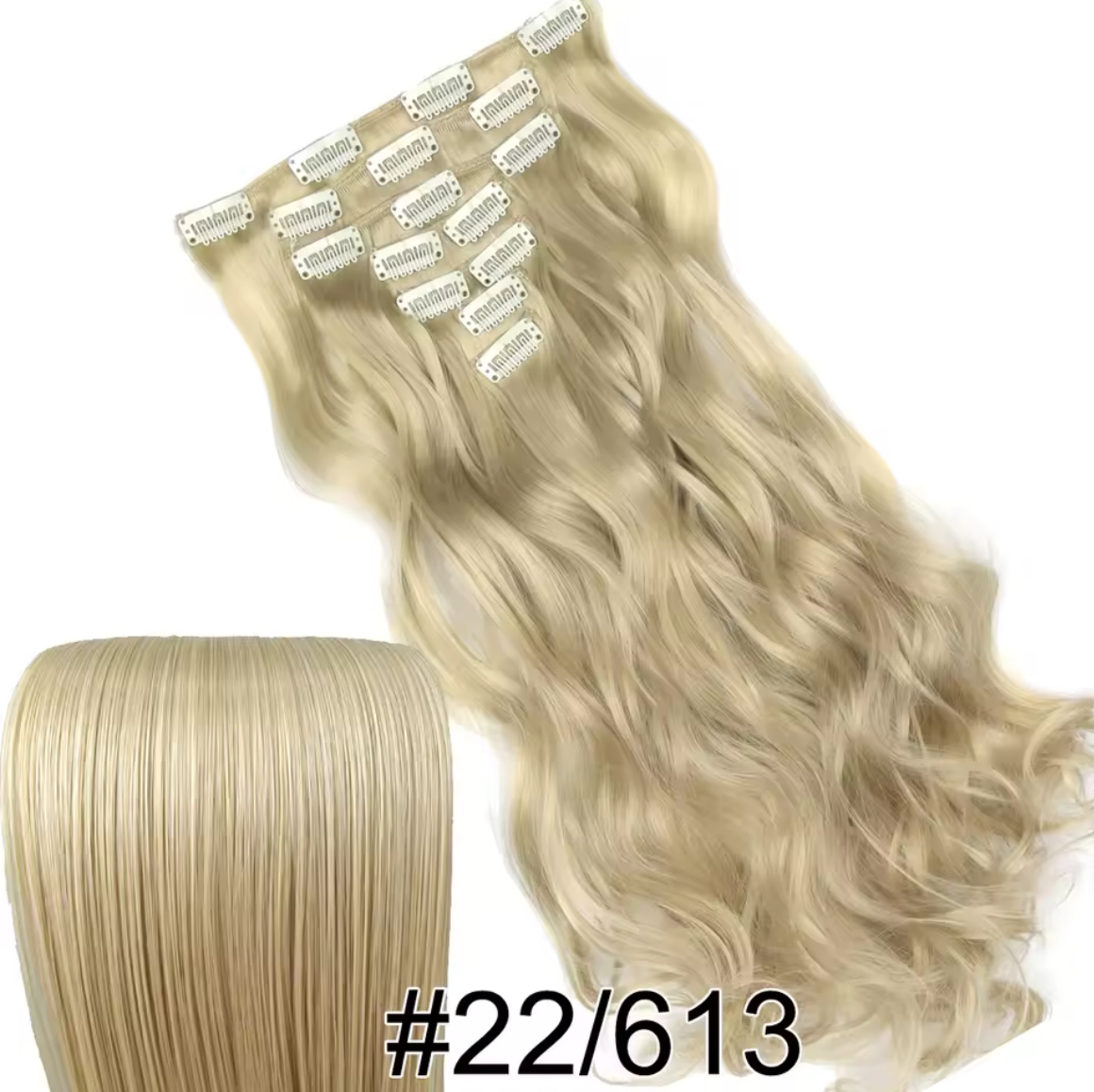 #22/613 Garbanoti tresai su 16 klipsų ,prigesinta blondine