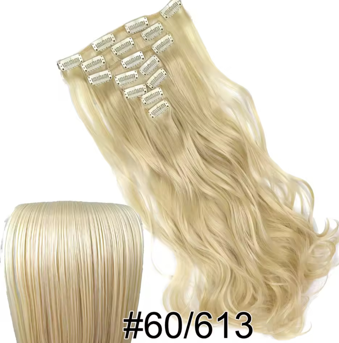 #60/613 Garbanoti tresai su 16 klipsų blonde