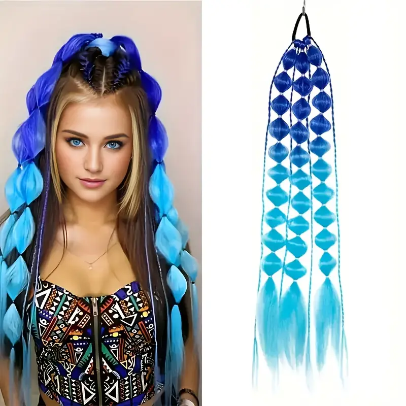#2 Spalvotos burbulinės kasytės  su kanekalonu (Bubble braids)