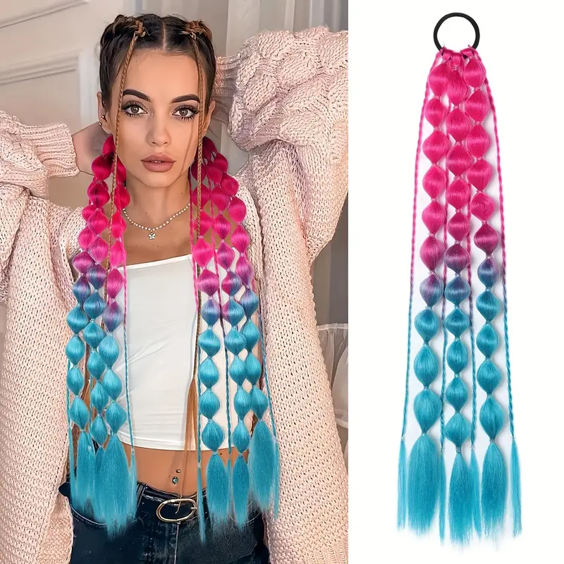 #3 Spalvotos burbulinės kasytės  su kanekalonu (Bubble braids)
