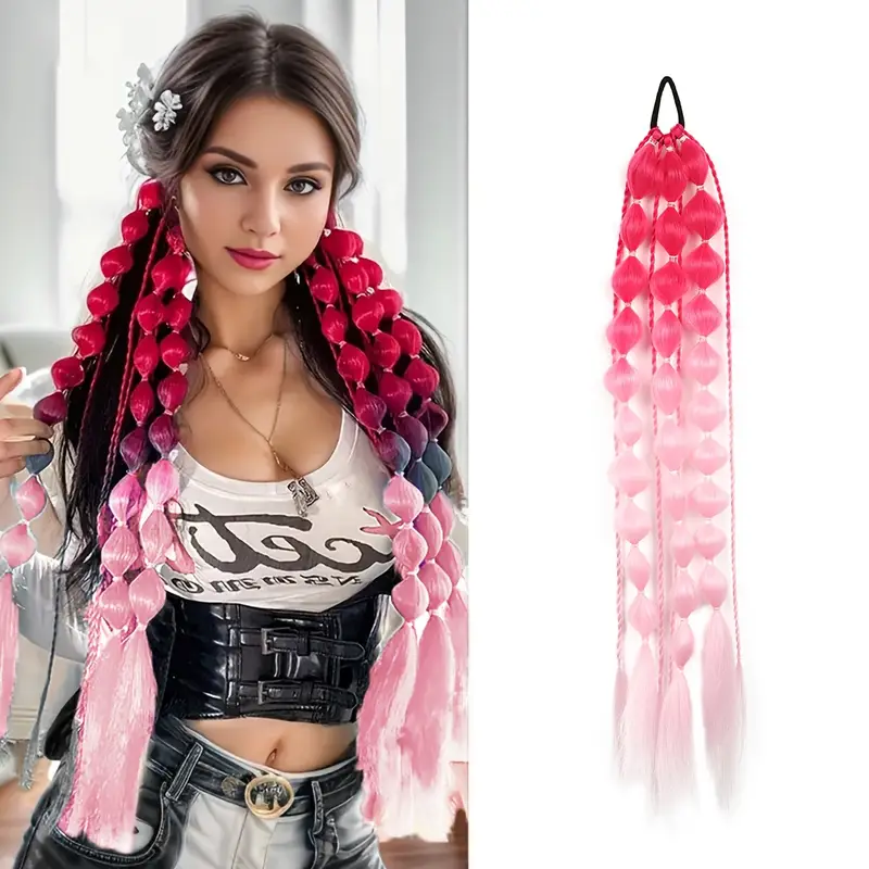 #4 Spalvotos burbulinės kasytės  su kanekalonu (Bubble braids)