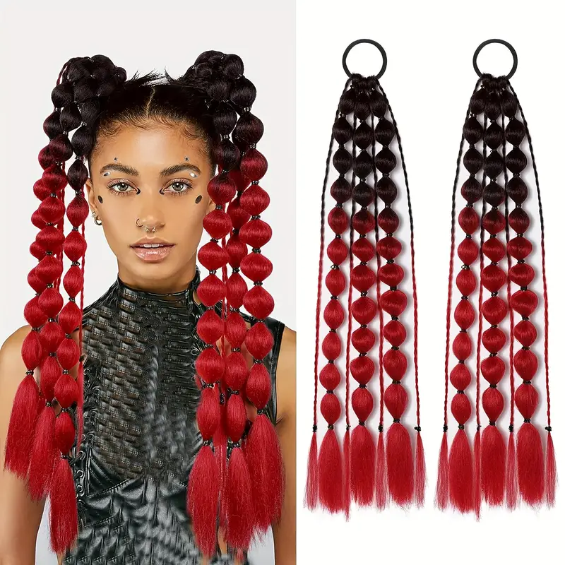 #5 Spalvotos burbulinės kasytės  su kanekalonu (Bubble braids)