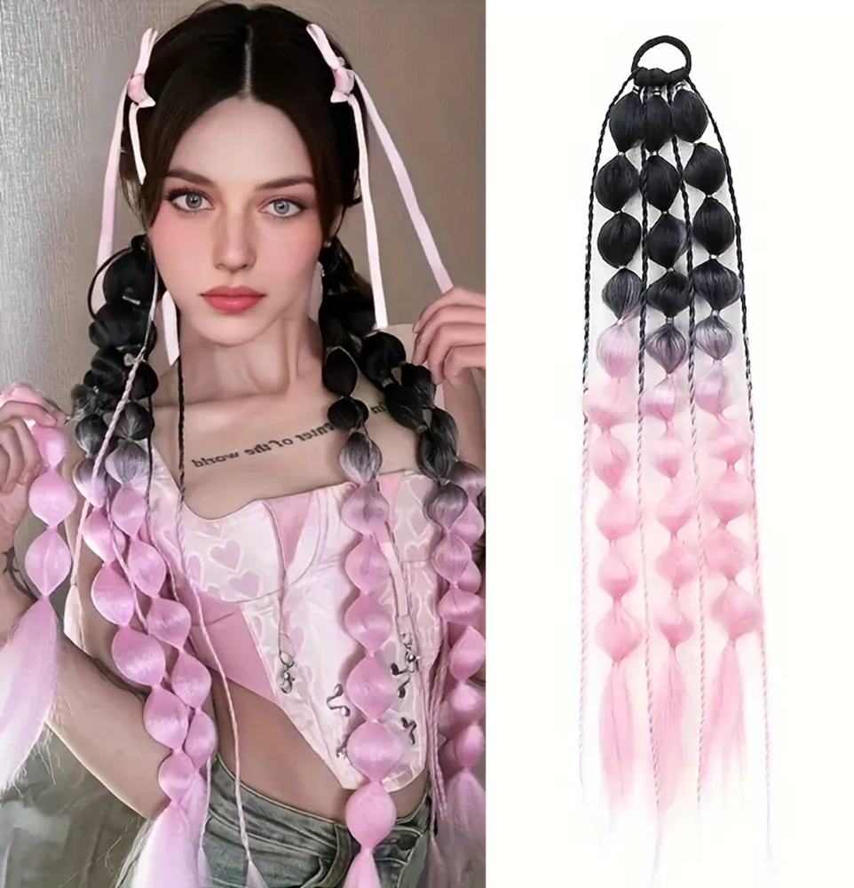 #7 Spalvotos burbulinės kasytės  su kanekalonu (Bubble braids)