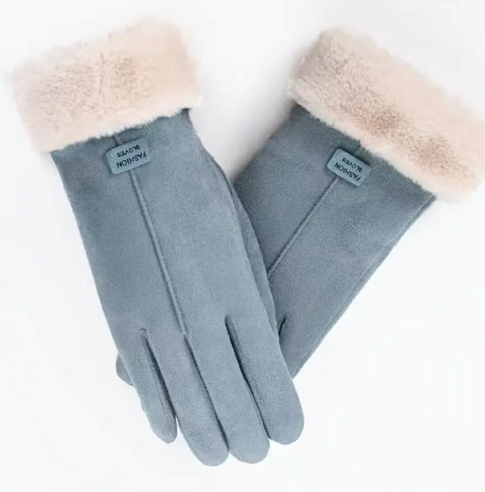 Šiltos pirštinės išmaniajam telefonui, melsvai pilkos